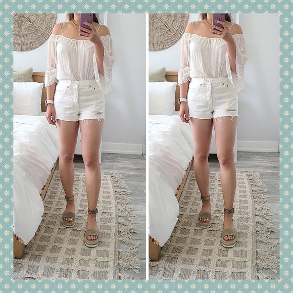 BNWT All Saints Mai Destroyed High-Rise‎ Shorts - Picture 1 of 10